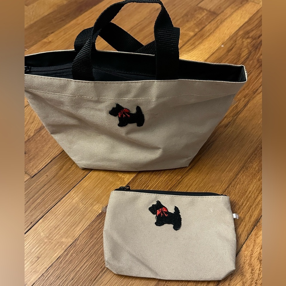 Dog top Handle Canvas Purse with Pouch
